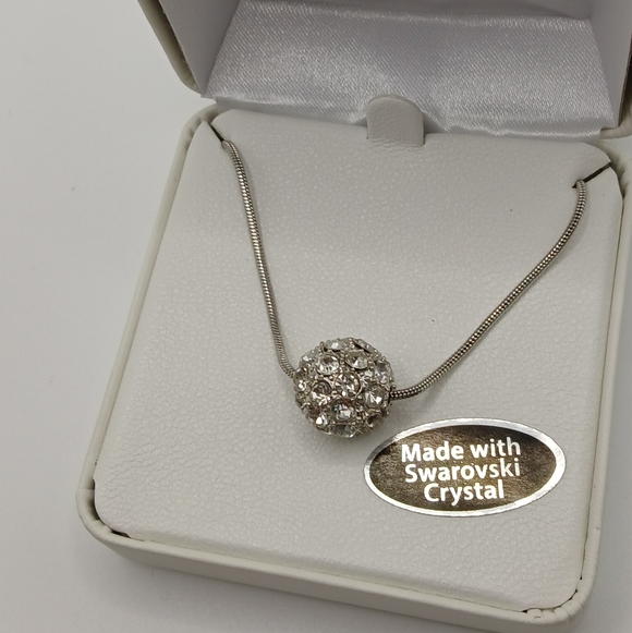 Swarovski Crystal Pavé Ball Necklace – Silver Tone – Boxed – NWT - Picture 5 of 7